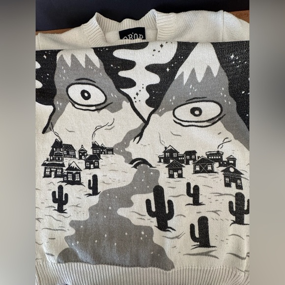Men’s DROP DEAD Mountains Desert Eyes Edgy Alternative Streetwear Gothic Sweater - Picture 5 of 9
